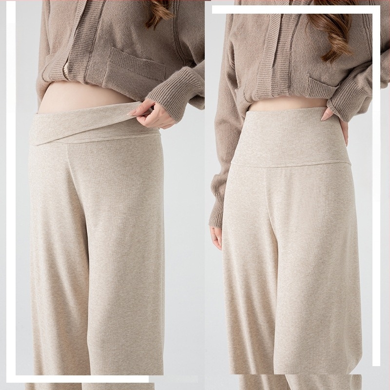 Trudničke hlače za jesen-zimu, široki kroj, mekan pad, 80–90% pamuka, spandeks <30%, mikroelastičnost, 2025
