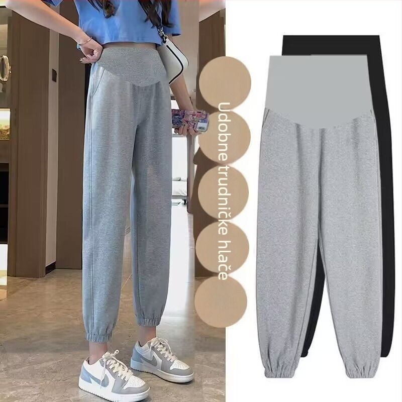 Hlače za trudnice, slobodnog kroja, pamuk materijal 70–80% pamuk, hlače s srednjom elastičnom pojasom, jesen 2023