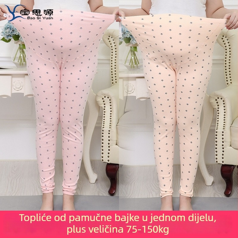 Trudničke hlače od pamuka s podrškom za trbuh, produžena dužina, slobodan kroj, jesenske pidžama hlače