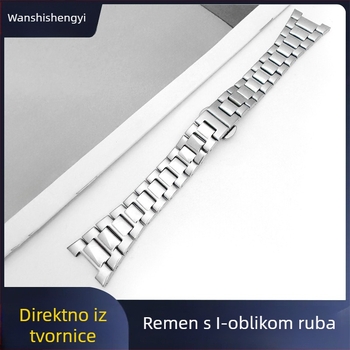 Kaiš za sat od nehrđajućeg čelika s kopčom leptirovog oblika, rub u obliku slova I, svestran minimalistički stil