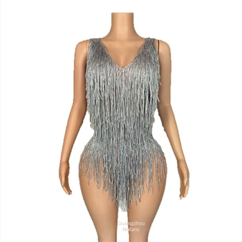 Body za ples s V-izrezom, od elastičnog spandeksa, slojeviti resi