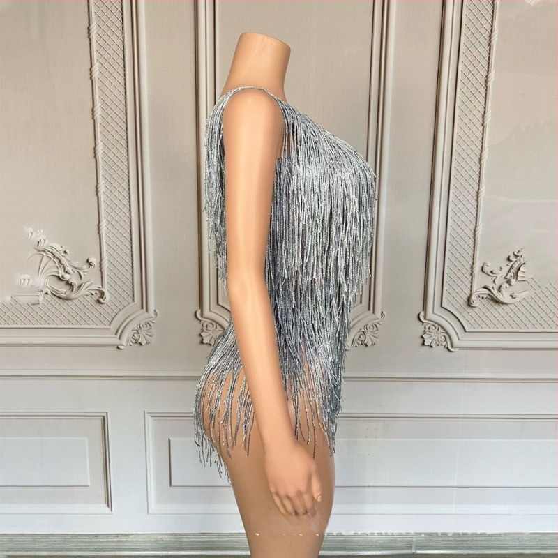 Body za ples s V-izrezom, od elastičnog spandeksa, slojeviti resi