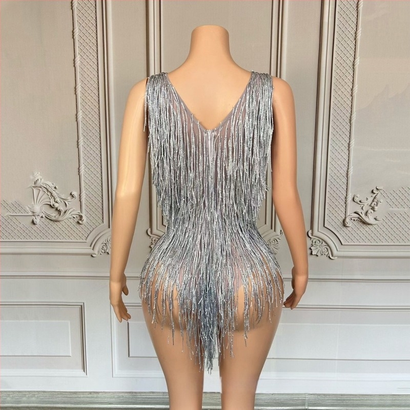 Body za ples s V-izrezom, od elastičnog spandeksa, slojeviti resi