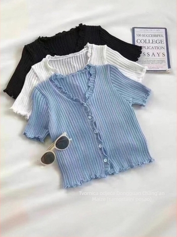 Majica s kapuljom, kratkih rukava, okrugli izrez, jednobojni uzorak, pletena tkanina s vlaknima viskoze 95%+