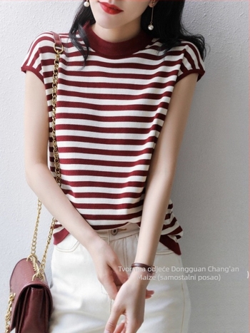 Majica s kapuljom, kratkih rukava, okrugli izrez, jednobojni uzorak, pletena tkanina s vlaknima viskoze 95%+