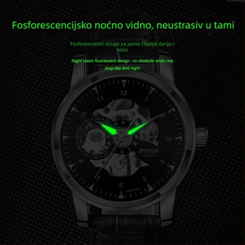 Muški automatski skeletni sat - skelet dizajn, vodootpornost 30 m, luminescentan, kućište od legure