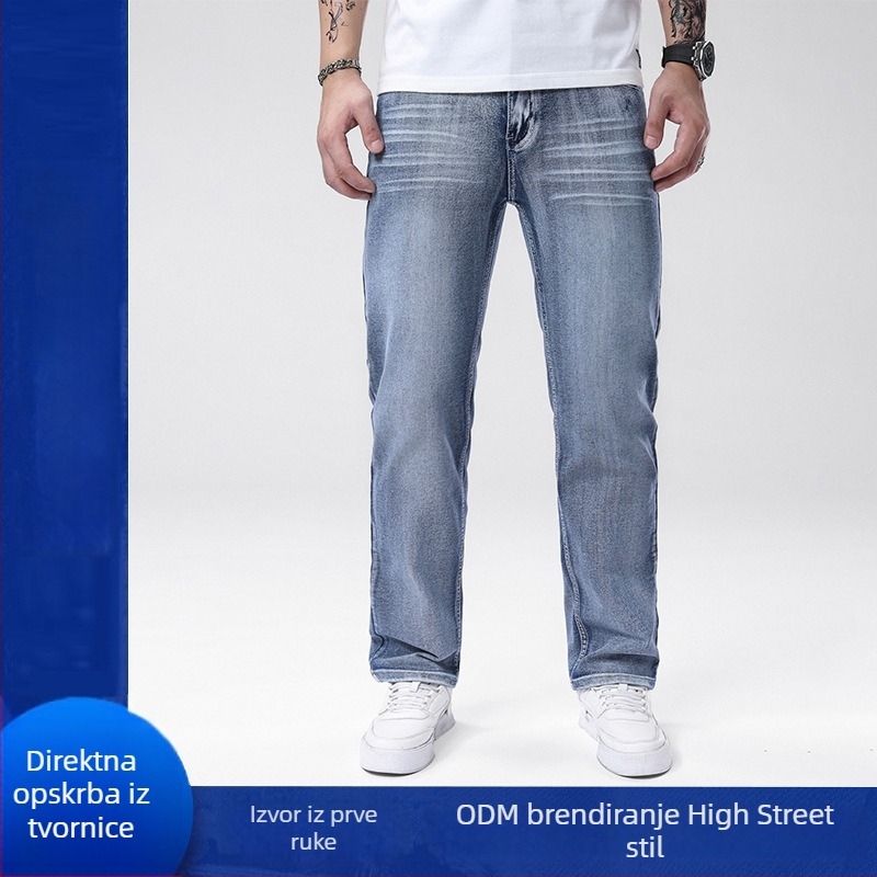 Muške traperice denim s srednjim porastom, pamuk-elastan, ravni kroj, svestrane