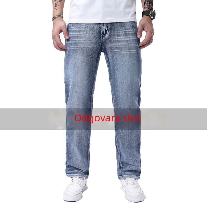 Muške traperice denim s srednjim porastom, pamuk-elastan, ravni kroj, svestrane