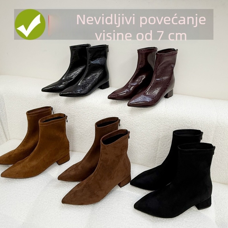 Martin čizme s oštrim nosom, debelim petom 6-8 cm, gornji dio od mikrovlakana, gumom potplata, unutarnja podstava od mikrovlakana