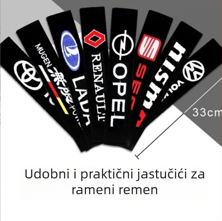 Podlaga za pojas automobila – prošireni dizajn za unutrašnjost, izuzetno mekana i debela, 100% pamuk; težina 50 g; moguć ispis logotipa; prilagodljivo