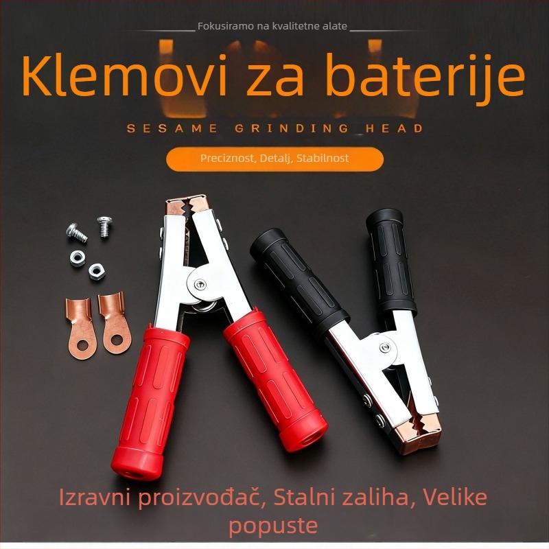Klem baterije – aligator klips, čisti bakar, visok protok, model A04, za spajanje baterije na izvor napajanja