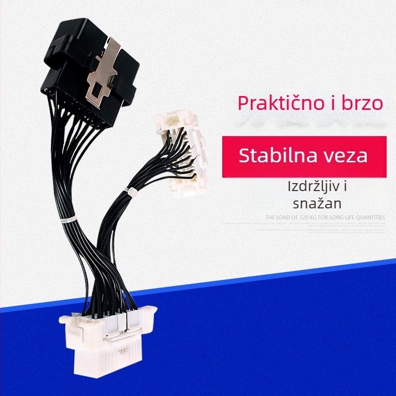 Tu Qiao OBD2 kabel za automobilsku dijagnostiku, razdjelnik 1 na 2, ABS, 12V, radna temperatura 80, kompatibilno s dijagnostičkom opremom