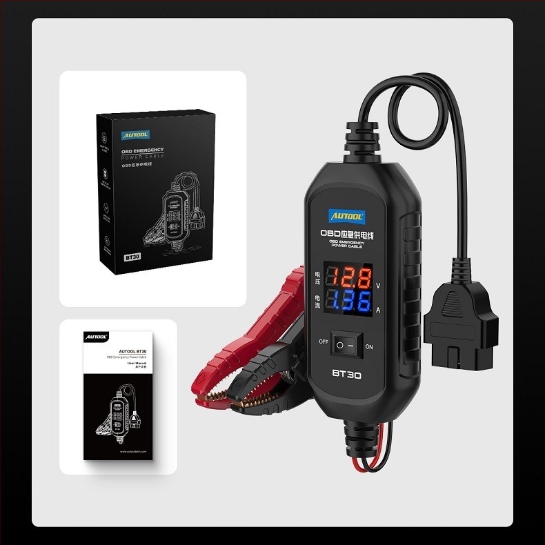AUTOOL BT-30 OBD kabel baterije za neprekidno napajanje, 10–14V, -20 do 60°C