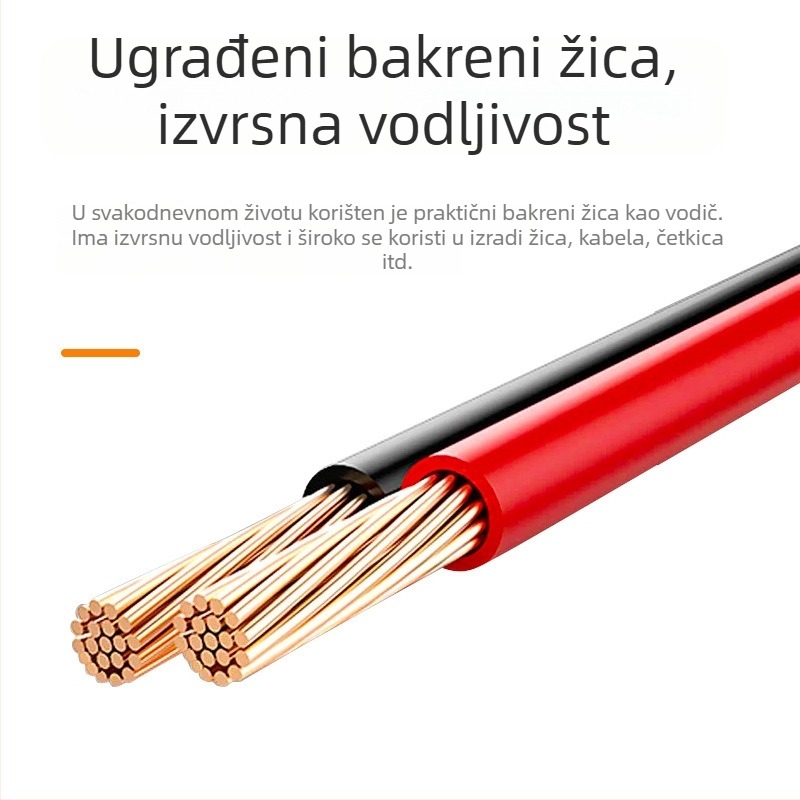 Vodič s krokodilskim klipsama, gumom obložen, bakreno jezgro, za studentske fizičke i električne eksperimente
