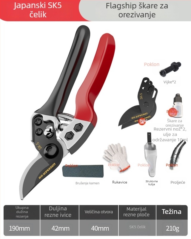 Škare za podrezivanje voćaka SK5 čelika – vrtne škare za grane