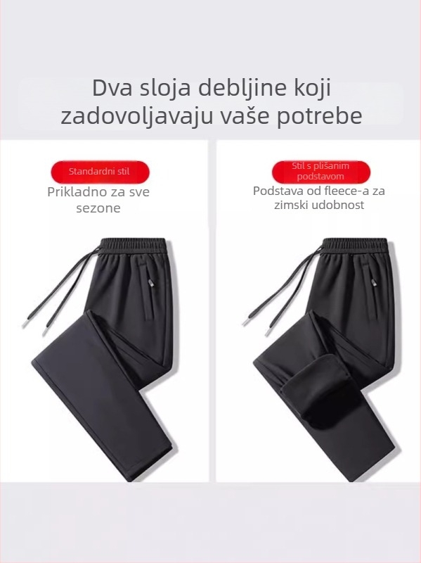Grafenske fleece jogger hlače s ravnim krojem, srednji pojas, remen, poliester