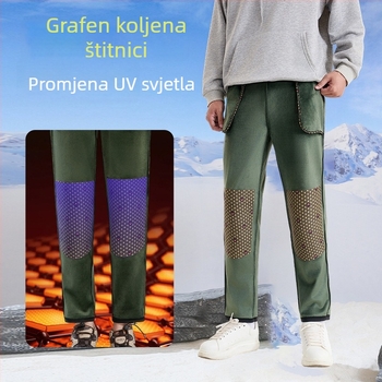Zimske planinske hlače s fleece podstavom i zaštitom koljena, za muškarce i žene, uski kroj, srednje visok pojas, poliester