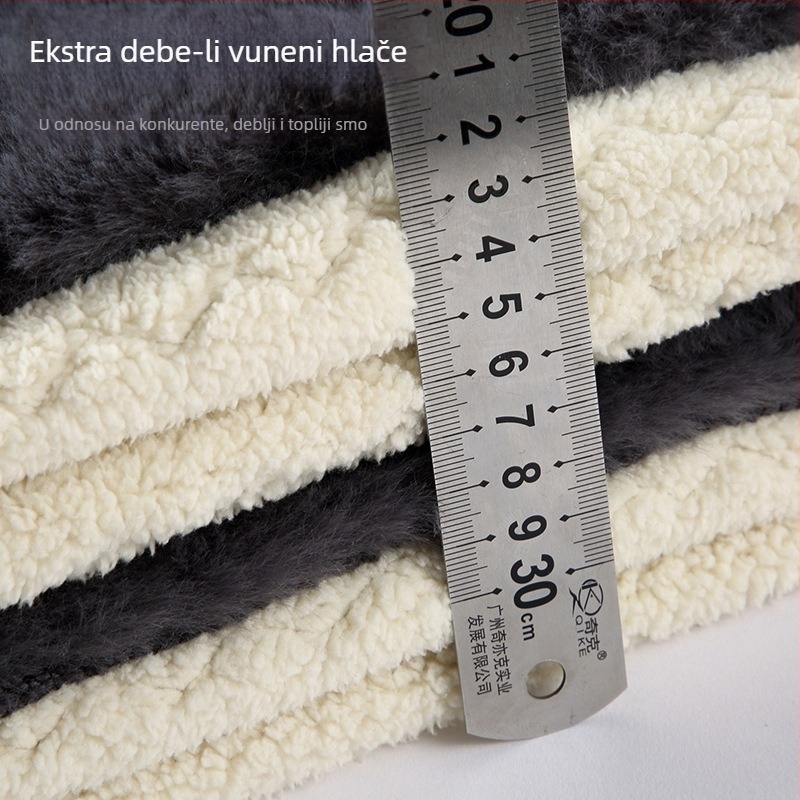 Unisex vunene termalne hlače za zimu, tri-slojne, zaštita struka i koljena, bazni sloj, gustoća 501–600 g/m²