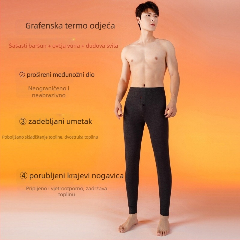 Muške debeli termalni hlače s zaštitom koljena, vuno-svilena smjesa, Derong sa podstavom, grafen zakrpe, antibakterijske