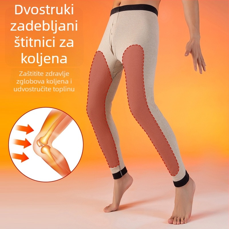 Muške debeli termalni hlače s zaštitom koljena, vuno-svilena smjesa, Derong sa podstavom, grafen zakrpe, antibakterijske