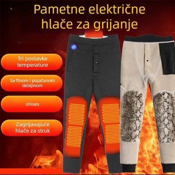 Električne zagrijavajuće hlače za muškarce, bez šavova, dvostruki sloj, viskozni materijal s velurom podstavom, ekstra debele