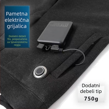 Električne zagrijavajuće hlače za muškarce, bez šavova, dvostruki sloj, viskozni materijal s velurom podstavom, ekstra debele