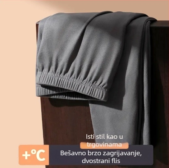 Muške termalne hlače s fleek podstavom, dvostrani flis za zimsku toplinu