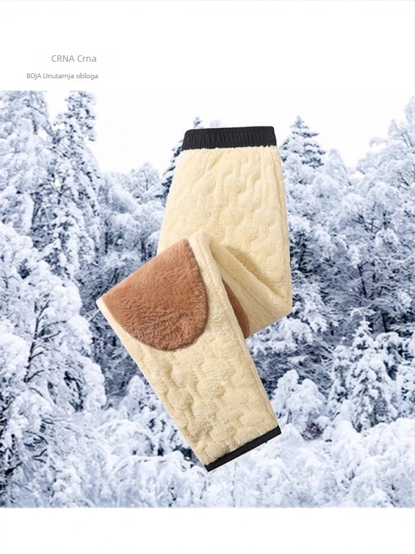 Muške zimske hlače s flis podstavom, ravni kroj, srednji pojas, punilo od pamuka