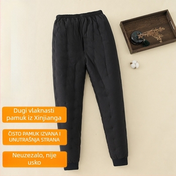 Muške zimske hlače od 100% pamuka, debeli materijal, ležerni kroj, srednji pojas, pamučna podstava