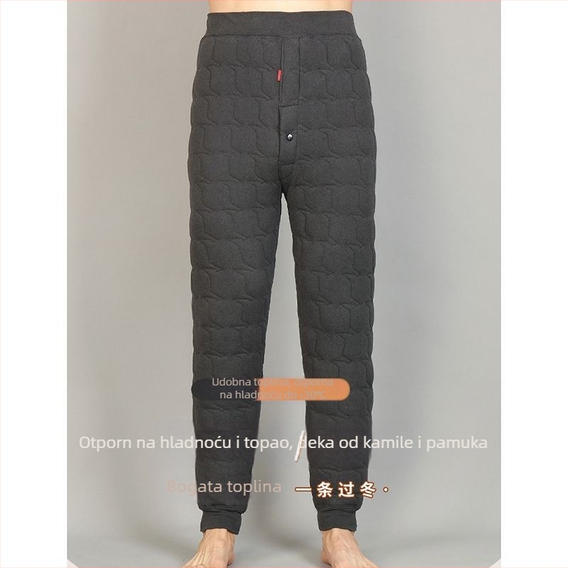 Muške zimske termo hlače s podstavom od jagnjeće vunene, visokim strukom, debeli i tijesno prianjajuće