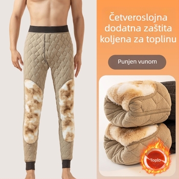 Muške termalne hlače s flis podstavom i poliester punilom, visokim strukom, ravni kroj, zima 2025