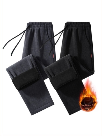 Muške Corduroy hlače s fleece podstavom, ravni kroj, zimski model
