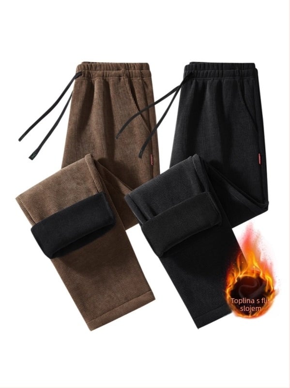 Muške Corduroy hlače s fleece podstavom, ravni kroj, zimski model