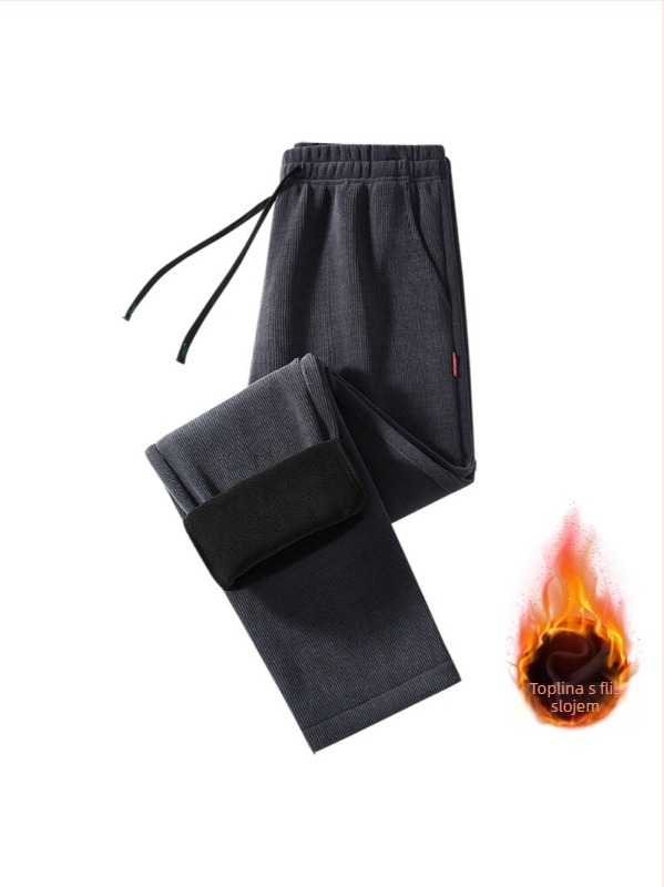 Muške Corduroy hlače s fleece podstavom, ravni kroj, zimski model