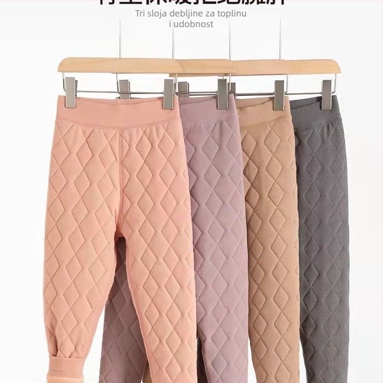 Dječje hlače s flis presvlakom za zimu, ravni kroj, jednobojne, debele, punjenje svile-pamučno, proljeće 2025
