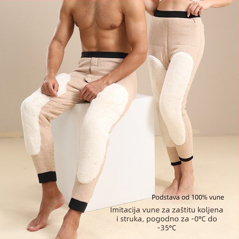 Unisex zimske termo hlače s flis podstavom, visokim strukom, zaštita koljena, trostruka konstrukcija, ekstra debela tkanina 501–600 g/m²