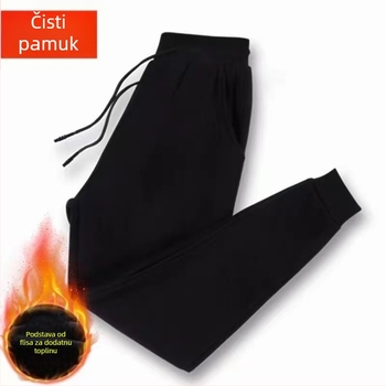 Zimske kašmírske unisex trenirke, debele i tople, ravnog kroja, dugačke hlače