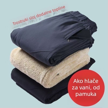 Zimske muške hlače s visokim strukom i ravnim krojem, punilo od svile-pamučne, podstava poliester