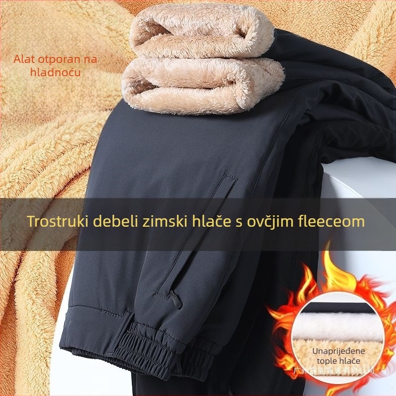 Muške hlače ravnog kroja s punilom od svile i pamuka, jednofarbne, visoki pas, debeli materijal