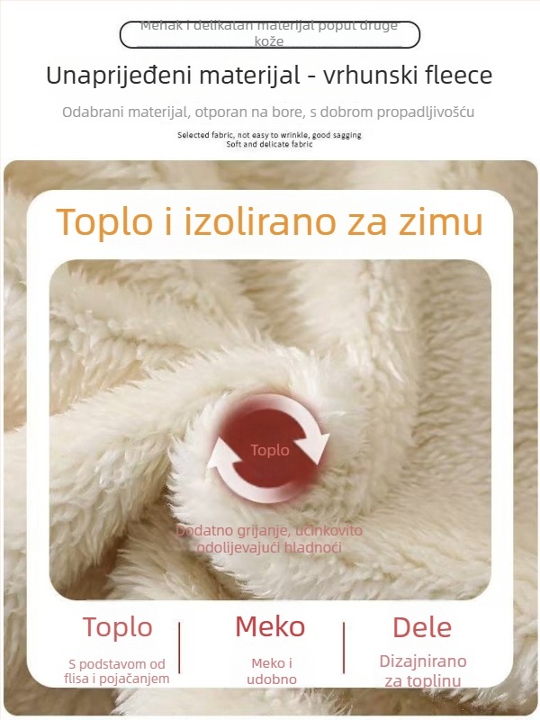 Ženske široke hlače od poliestera s fleecem, elastični pojas, ultra debeli zimski model 2025