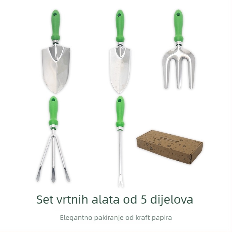Set alata za vrtlarstvo od nehrđajućeg čelika, 5 dijelova | PP + čelik + Oxford platna | za vrtlarstvo i plažu
