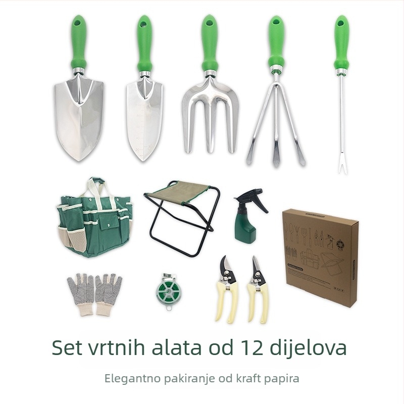 Set alata za vrtlarstvo od nehrđajućeg čelika, 5 dijelova | PP + čelik + Oxford platna | za vrtlarstvo i plažu
