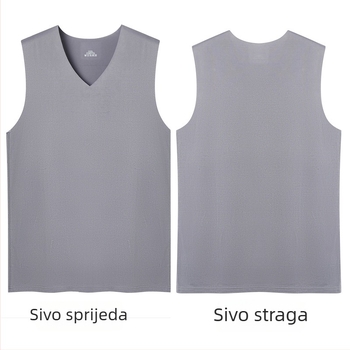 Muška sportska bez rukava s širokim ramenima - poliester, 90-95% glavna tkanina, V-izrez, sportski stil, 141-160 g/m²
