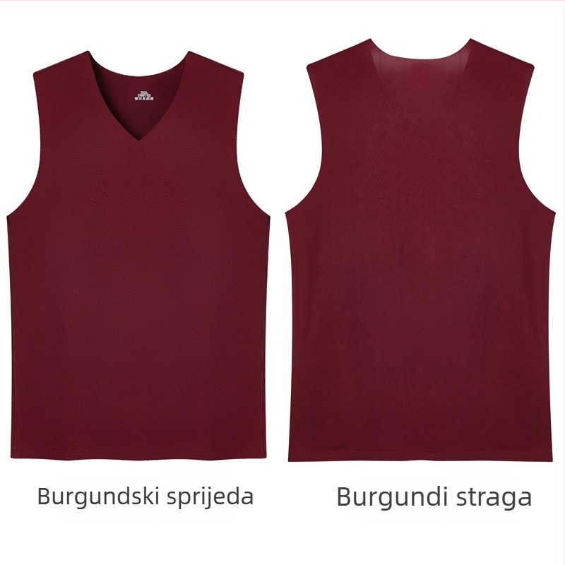 Muška sportska bez rukava s širokim ramenima - poliester, 90-95% glavna tkanina, V-izrez, sportski stil, 141-160 g/m²
