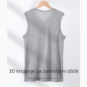 Muški bez rukava širokih ramena, V-izrez, 100% pamuk, opuštena silueta, težina tkanine 161–180 g/m2, za sva godišnja doba