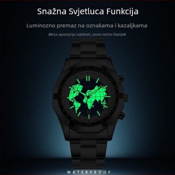 Muški skeleton kvarcni sat - ultra tanak, svijetli u mraku, vodootporan do 30 m, kućište i narukvica od nehrđajućeg čelika, proziran stražnji poklopac