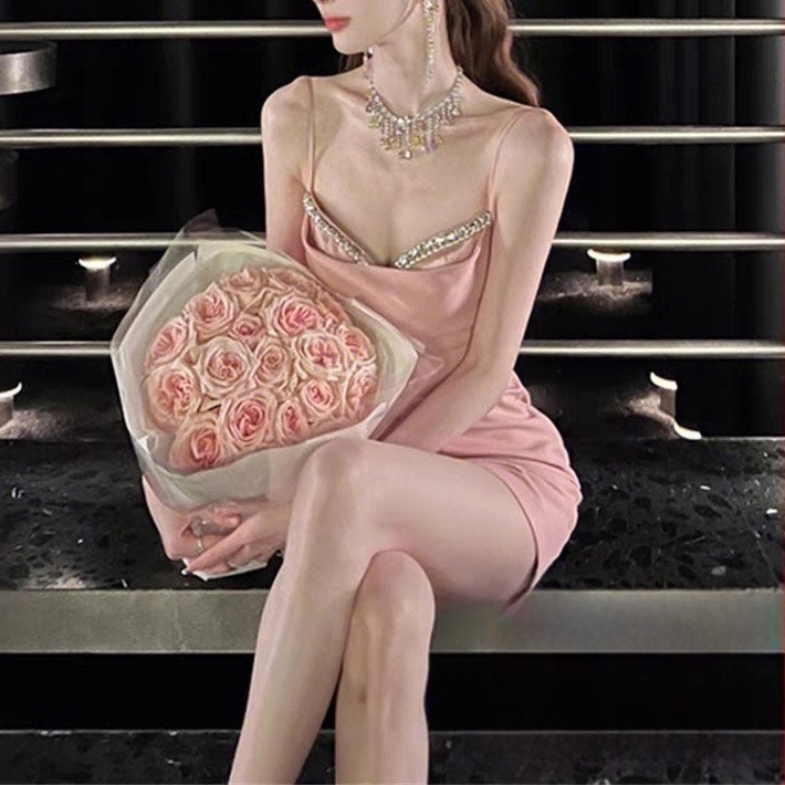 Haljina s trakama, poliester, V izrez, bez rukava, visok struk, kratka suknja, ljeto 2025, seksi party stil