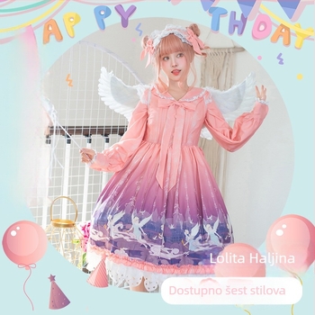 Lolita haljina, Stil s trakama, Midi duljina, Digitalno printanje, Odrasli