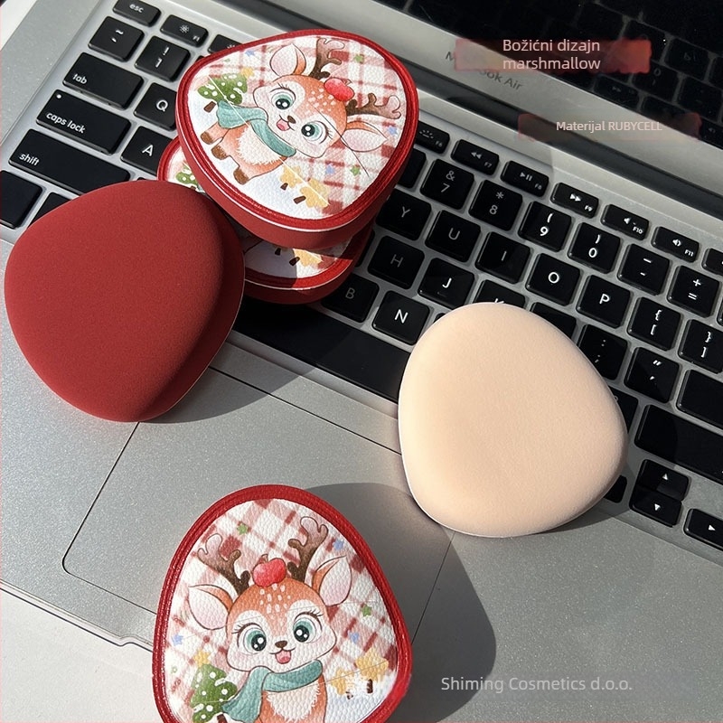 Rubycell puder-puff od pjene, Božićni dizajn jelena marshmallow, Veliki debeli aplikator za osnovni šminku