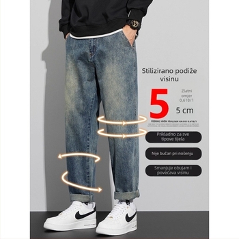 Muške traperice ravnog kroja, denim, niska struka, zip